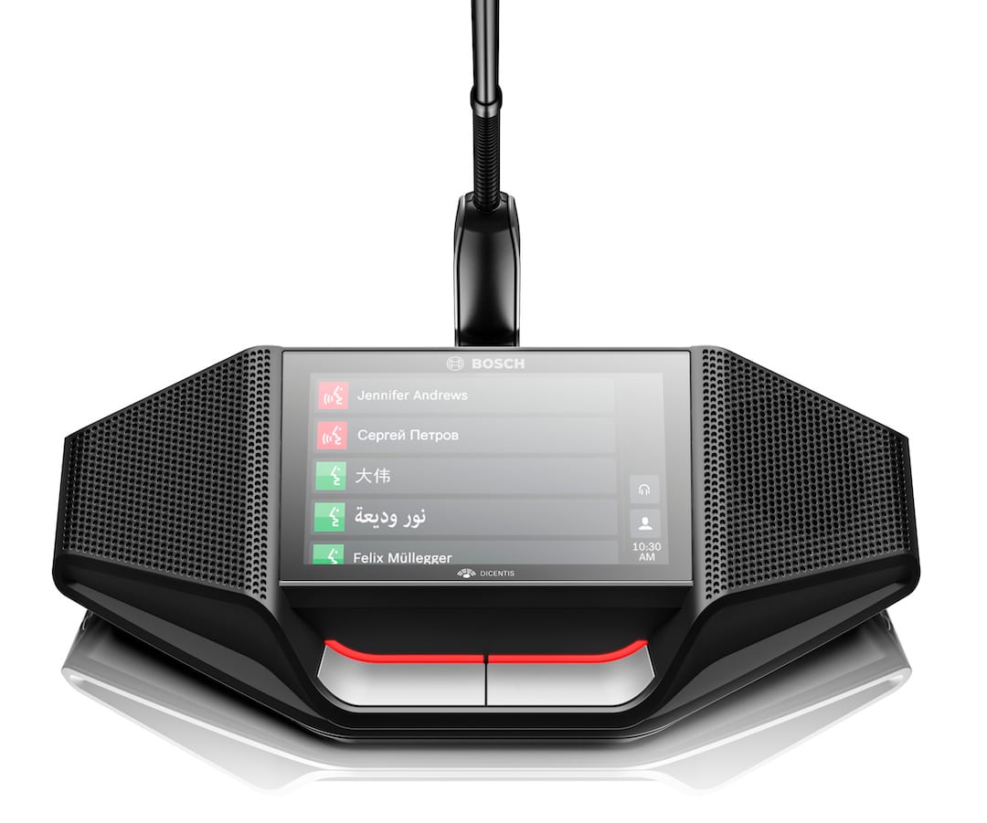 Mikrofon wireless Tischsprechstelle Mikrofonanlage Mikrofonkette mieten Bosch Verleih Berlin Konferenztechnik