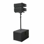 Subwoofer und 2 Topteile unseres DAS Audio Event 26 line array - hier im ground stack mode