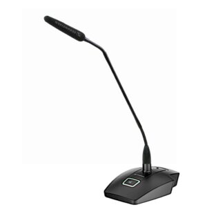 kabelloses Sennheiser Tischmikrofon - ideal als Tischsprechstelle oder Rednerpultmikrofon. Es besteht aus einem Tischständer Sennheiser EW-DX TS 3-PIN R1-9, einem Schwanenhals MZH 3042 und einem Kondensatormikrofonkopf ME36.