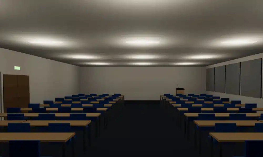Tagungsraum mit gedimmtem Raumlicht